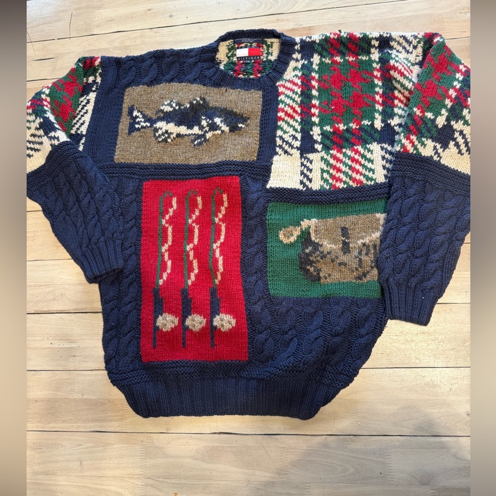 VINTAGE Tommy Hilfiger wool/cotton fishing sweater